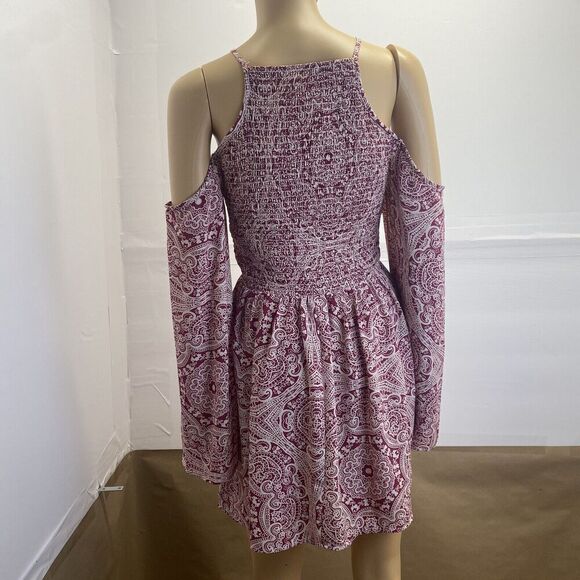 Mi Ami Women’s Smocked Open Shoulder Dress Deep Pink Small Pre Owned - Picture 14 of 16